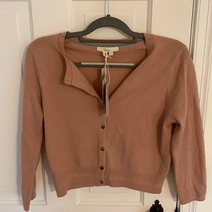 Cropped mauve pink cashmere cardigan